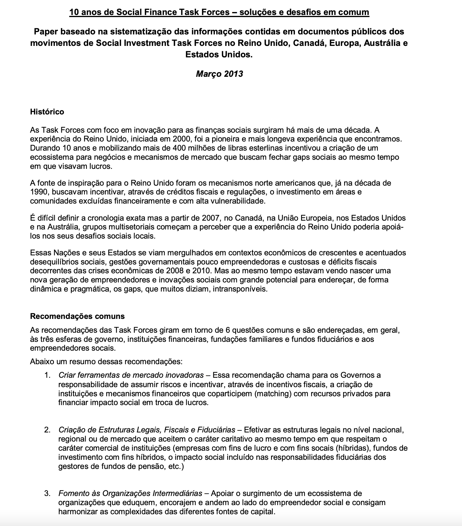 10 anos de Social Finance Task Forces – Soluções e Desafios em Comum ...